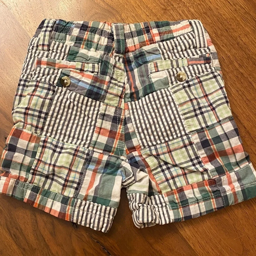 Janie and Jack toddler boy madras plaid shorts.  Size 6-12 months.